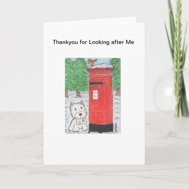 Westie Dogsitting Thankyou for Looking After Me Thank You Card (Front)