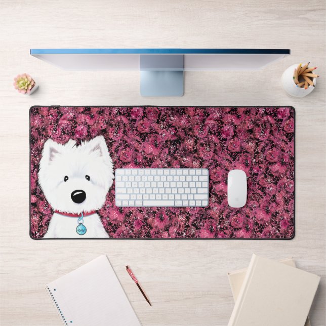 Westie Floral Impressions Desk Mat (Office 1)