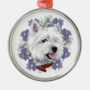 Westie Forget Me Not Metal Ornament