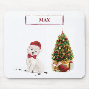 Westie Funny Christmas Dog with Tree Mouse Pad
