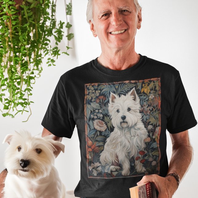 Westie Garden Tapestry in William Morris Style T-Shirt (Creator Uploaded)
