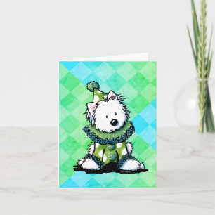 Westie Green Circus Clown Card