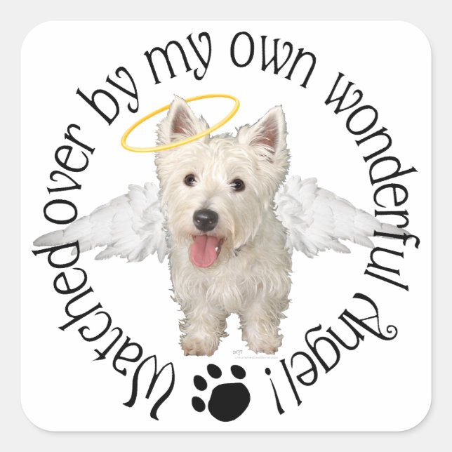 Westie Guardian Angels Square Sticker (Front)