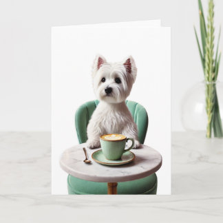 Westie having a latte Blank Card