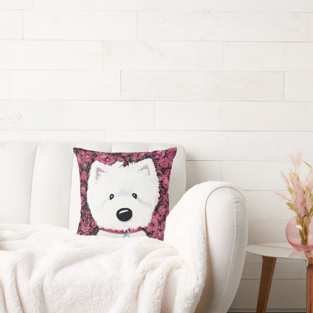 Westie Impressions Floral Cushion (Couch)