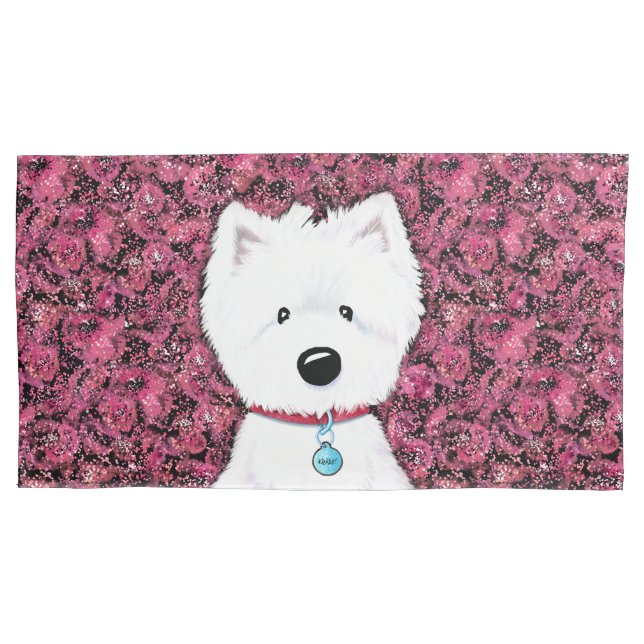 Westie Impressions Floral Pillowcase (Front)