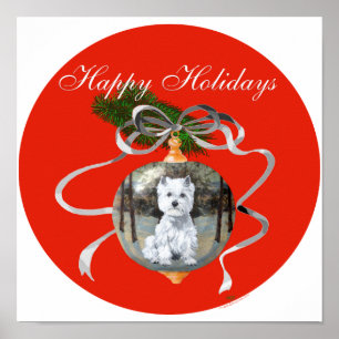 Westie in a Holiday Ornament Poster
