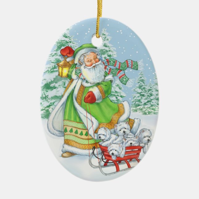 Westie "Joyful Noise" Christmas ornament by Borgo (Front)