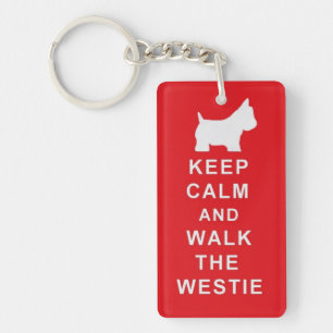 Westie Keep Calm Walk Birthday Christmas present Key Ring