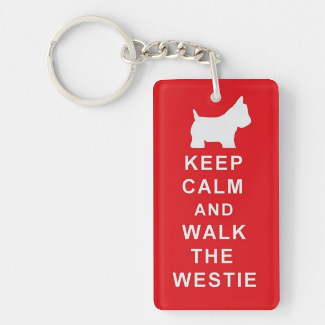 Westie Keep Calm Walk Birthday Christmas present Key Ring (Front)