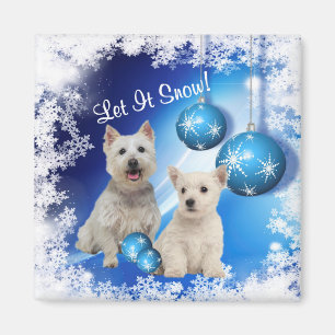 Westie Let It Snow Holiday Greeting Magnet