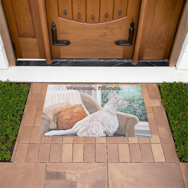 Westie Looking Out a Window Doormat (Outdoor)