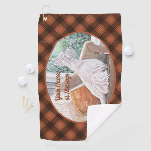 Westie Looking Out a Window Golf Towel