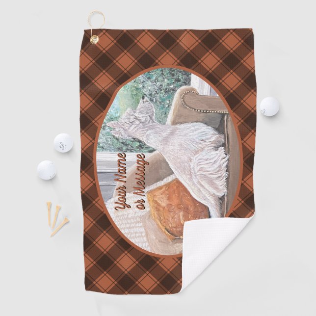 Westie Looking Out a Window Golf Towel (InSitu)