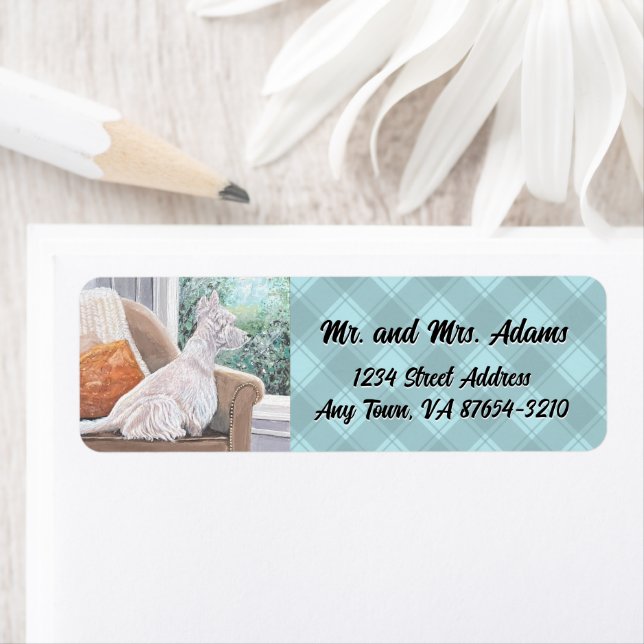 Westie Looking Out a Window Return Address Label (Insitu)