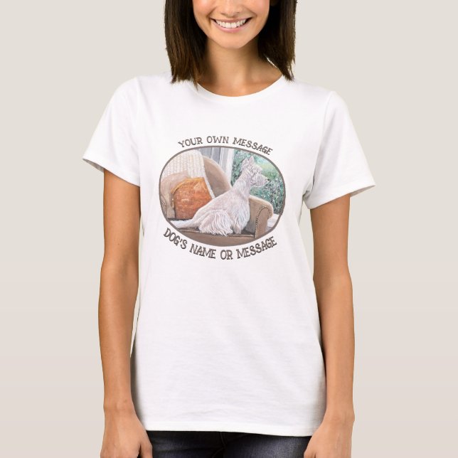 Westie Looking Out a Window T-Shirt (Front)