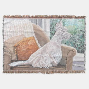 Westie Looking Out a Window Throw Blanket