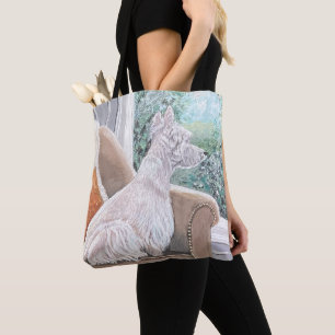 Westie Looking Out a Window Tote Bag