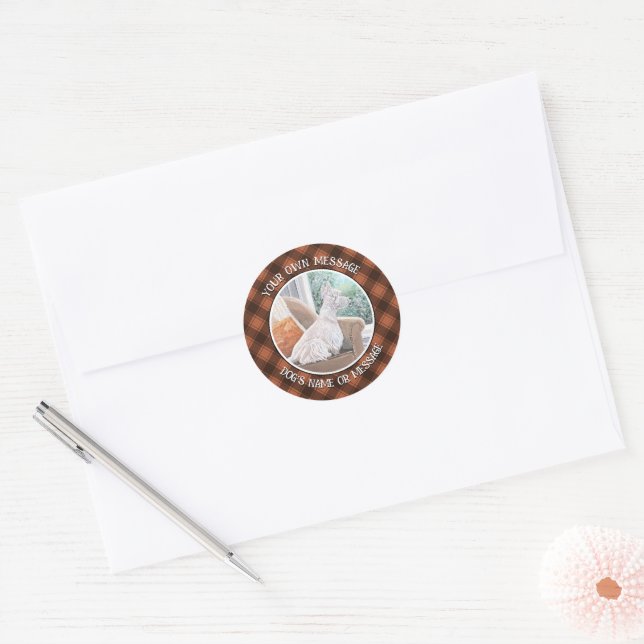 Westie Looking Up Profile B Classic Round Sticker (Envelope)