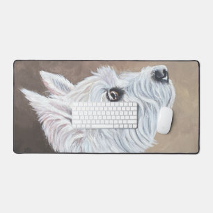 Westie Looking Up Profile B Desk Mat