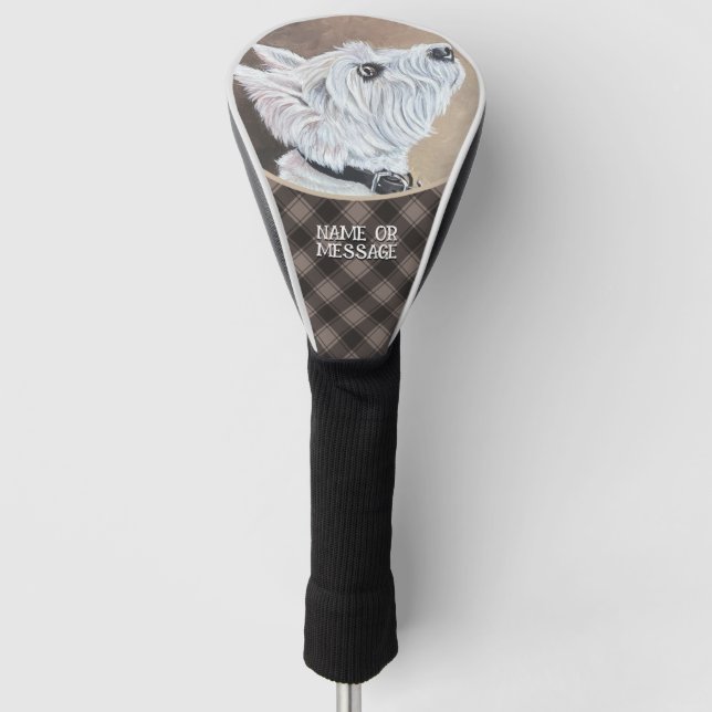 Westie Looking Up Profile B Golf Head Cover (Front)