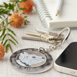 Westie Looking Up Profile B Key Ring