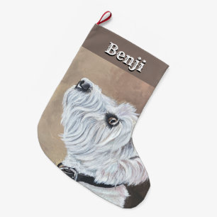 Westie Looking Up Profile B Large Christmas Stocking