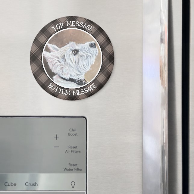 Westie Looking Up Profile B Magnet (In Situ (Fridge))