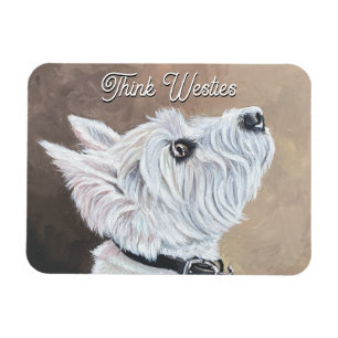 Westie Looking Up Profile B Magnet