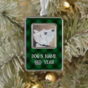 Westie Looking Up Profile B Silver Plated Framed Ornament