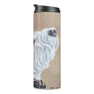 Westie Looking Up Profile B Thermal Tumbler