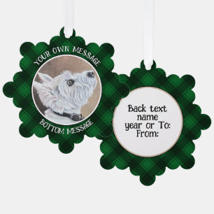 Westie Looking Up Profile B Tree Decoration Card