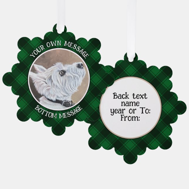 Westie Looking Up Profile B Tree Decoration Card (Front/Back)