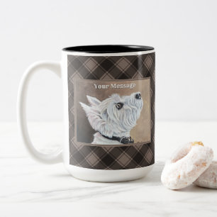 Westie Looking Up Profile B Two-Tone Coffee Mug