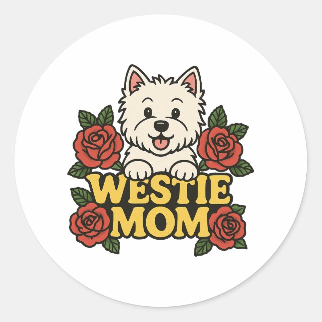 Westie Mom Classic Round Sticker (Front)