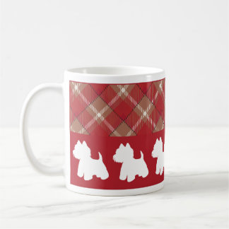 Westie Mug Diagonal Plaid Red Bottom Design