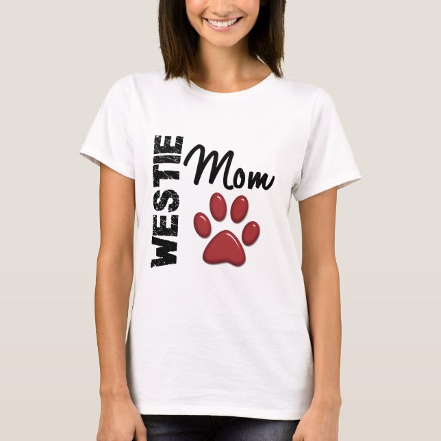 Westie Mum Paw Print 2 T-Shirt (Front)
