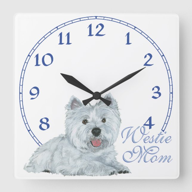 Westie Mum Square Wall Clock (Front)