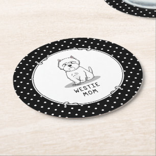 Westie Mum - West Highland White Terrier Dog Mum Round Paper Coaster