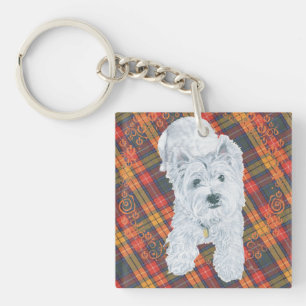 Westie on Tartan Key Ring