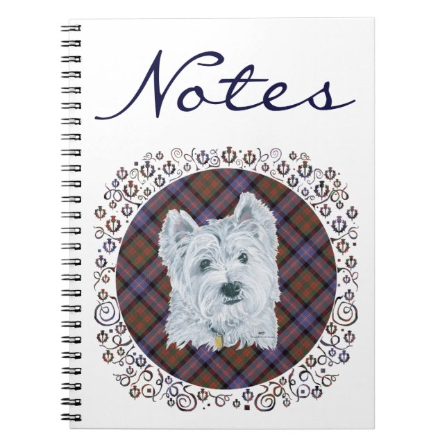 Westie on Tartan Notebook (Front)