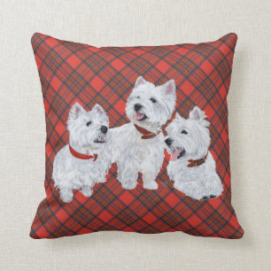 Westie on Tartan PILLOW