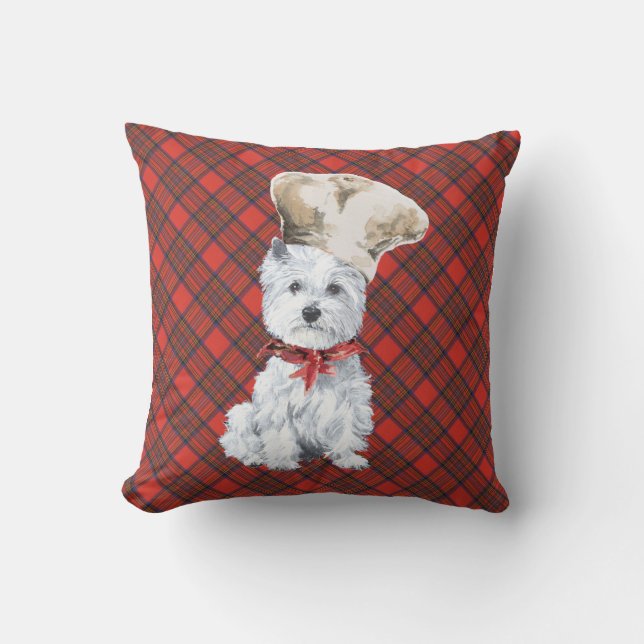 Westie on Tartan PILLOW (Front)