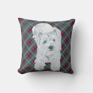 Westie on Tartan PILLOW