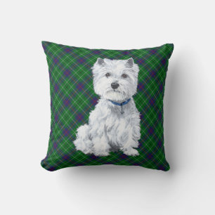 Westie on Tartan PILLOW