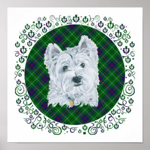 Westie on Tartan Poster