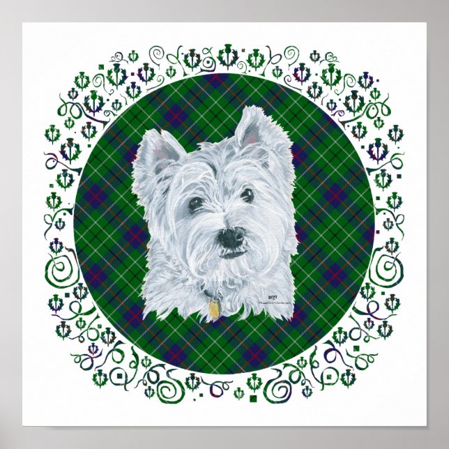 Westie on Tartan Poster (Front)