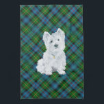 Westie on Tartan Tea Towel<br><div class="desc">West Highland White Terrier against a backdrop of a MacLeod Tartan. Come visit Maggie Ross Westies Shop and see all of the seasonal designs created from my original artwork. 15 different Tartans, too! Each design is available for customisation and purchase on clothing, novelty and gift items for yourself or that...</div>