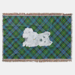 Westie on Tartan Throw Blanket