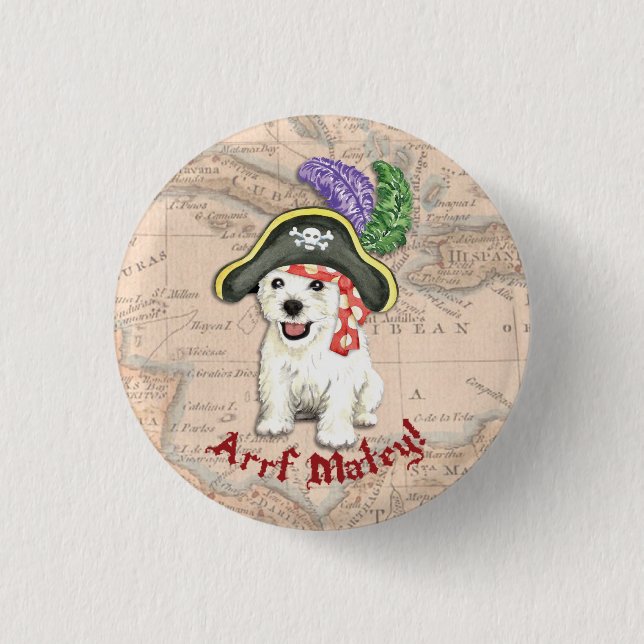 Westie Pirate 3 Cm Round Badge (Front)